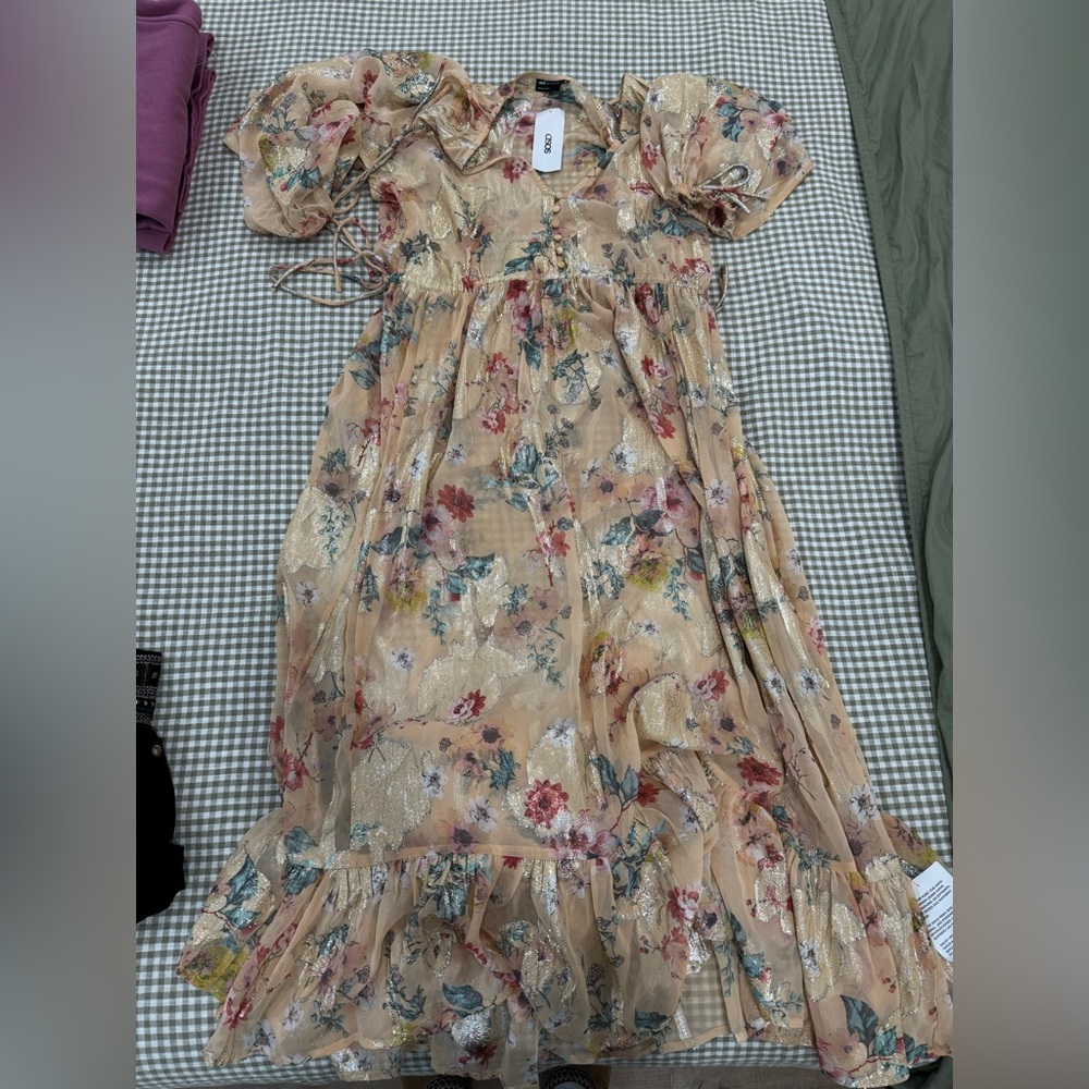 ASOS Floral Puff Sleeve Dress - Multicolor